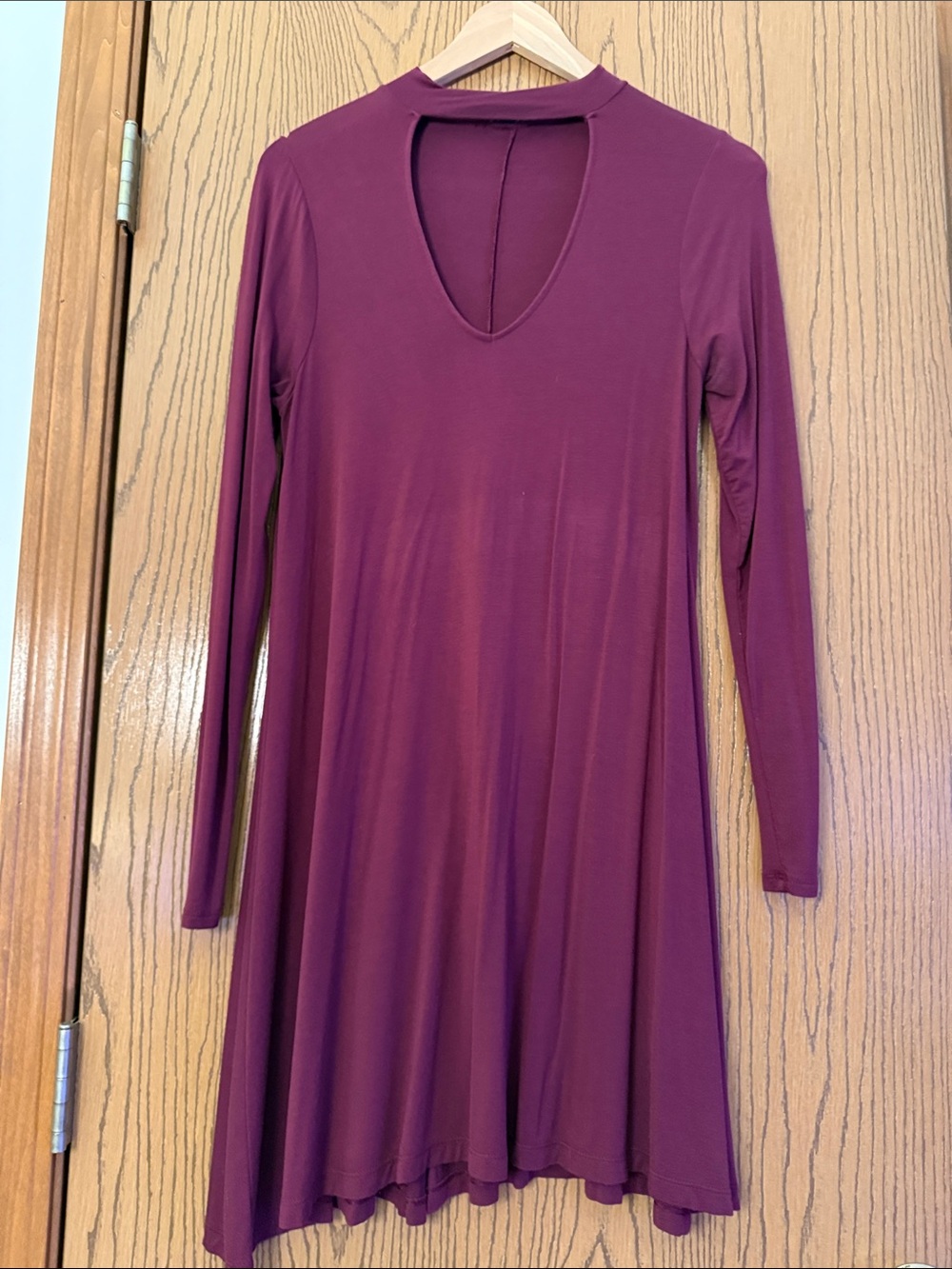 Express Long-Sleeve Swing Dress in Plum